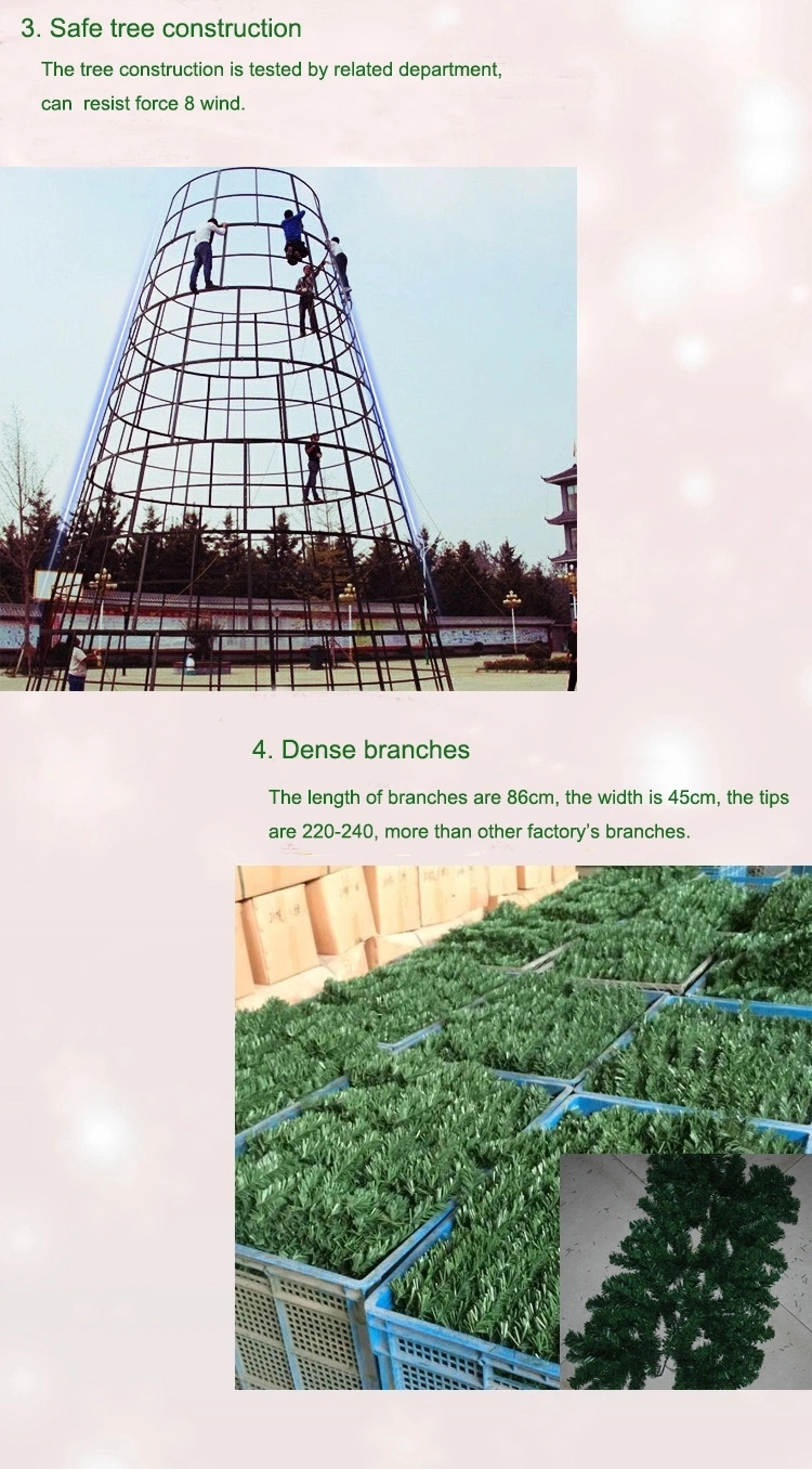 New Design 15m Decoration Outdoor Giant Metal Frame Large Artificial Christmas Trees for City Plaza