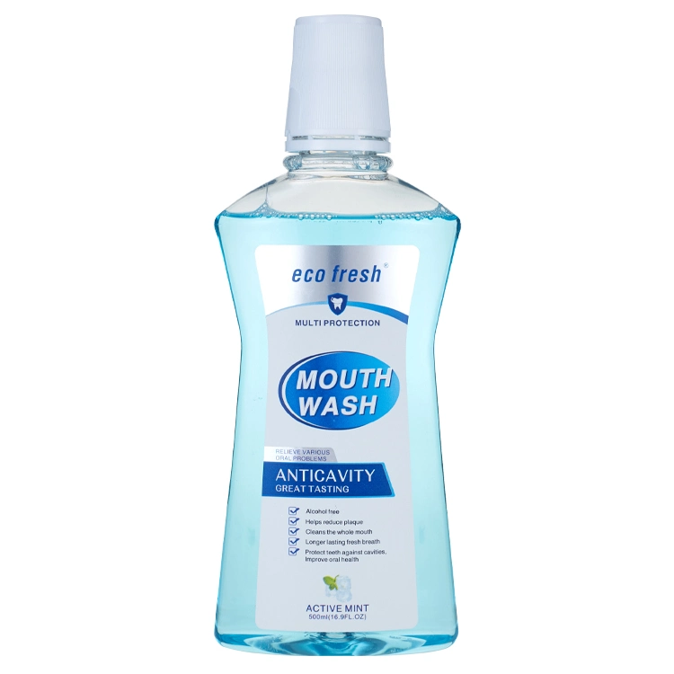 Custom Private Label Pet Bottle 500ml Travel Size Active Mint Liquid Mouthwash for Bad Breath Reduce Plaque