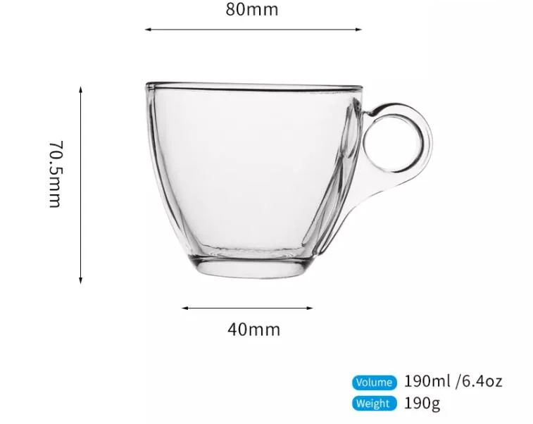 Customized Cheap Hot 6.4oz 190ml Glass Coffee Cups Black Tea Mug