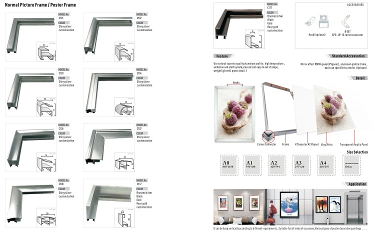 Wall Mounted Front Open Photo Clip Frame Snap Frame