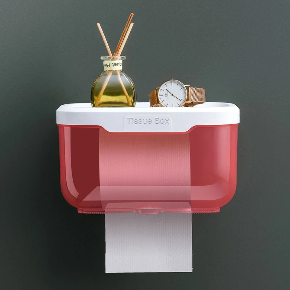 Wall Mounted Toilet Storage Case Bathroom Clear Shelf Tissue Box Waterproof Paper Roll Holder Bl23197