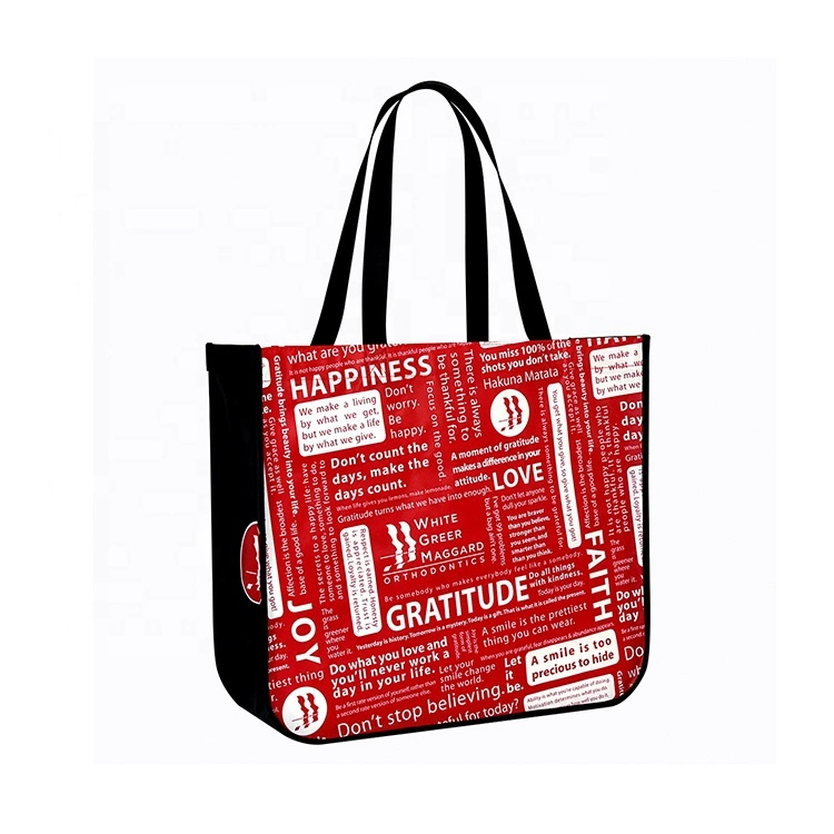 Large Inspirational Tote Laminated Lulu Lemon Bag Round Corner Promotional Tote Lulu Lemon Shopping Bag