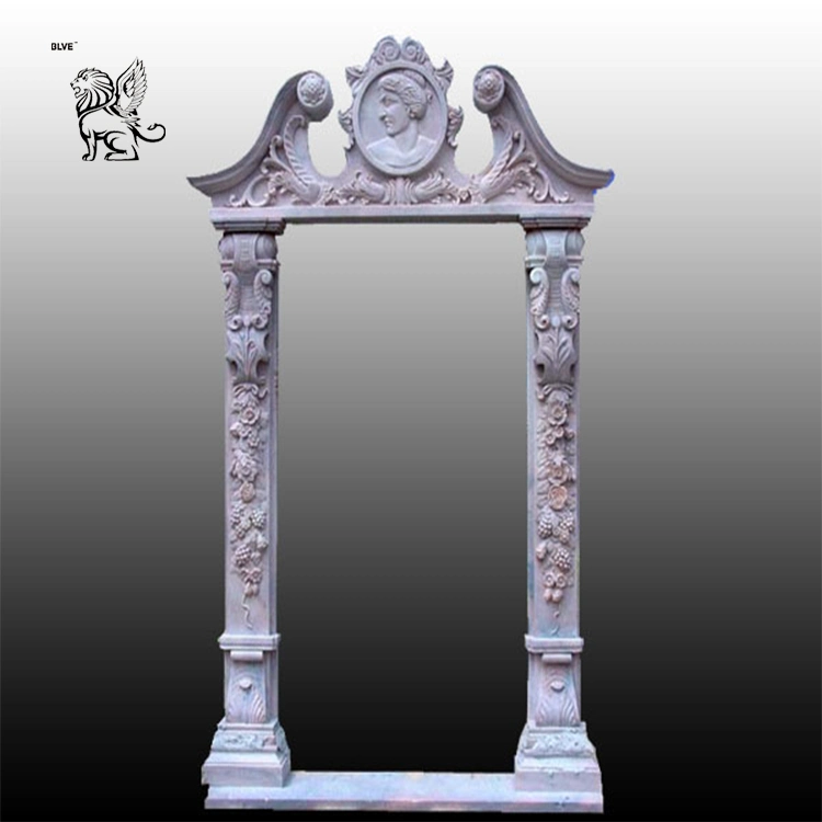 Purple Literary Large Antique Carved Stone Garden Marble Door Frame Mdfy-37