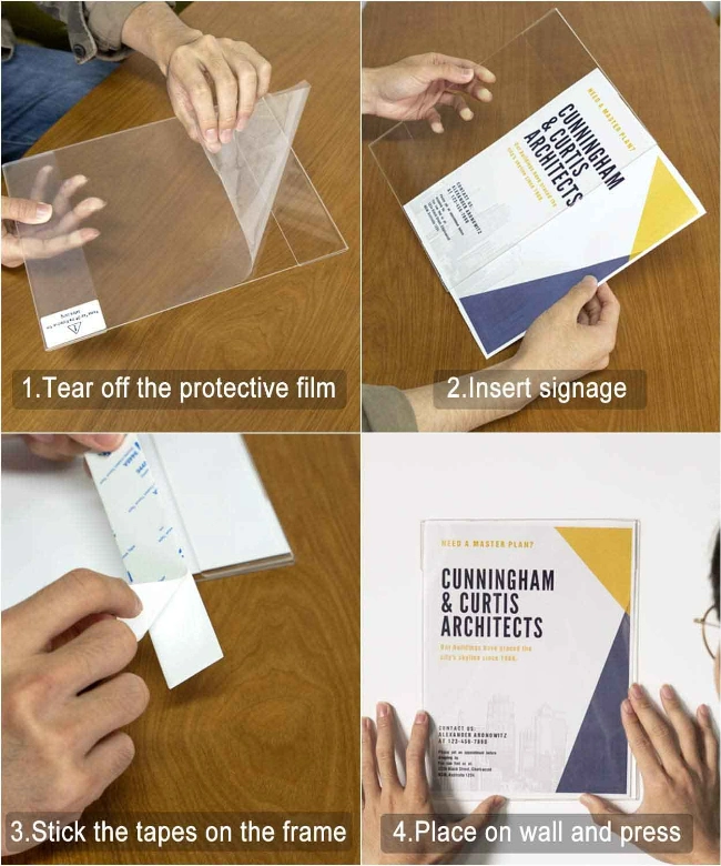 Clear Acrylic Plastic Wall Sign Holder for Paper Document Display