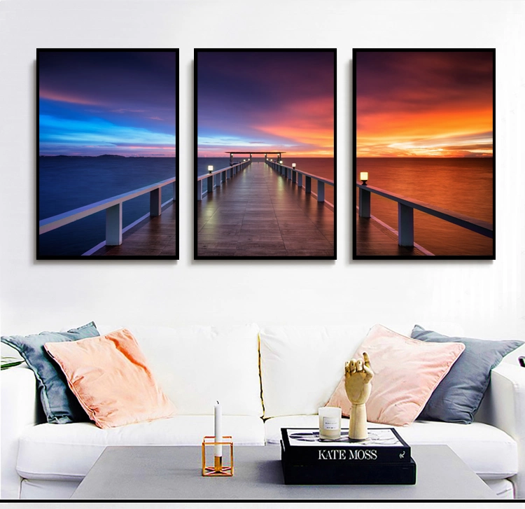 3 Piece Panel Set Canvas Wall Art Painting Custom Cheap Home Office Hotel Decor Beach Sea Scenery View Scenic Modern Decoration