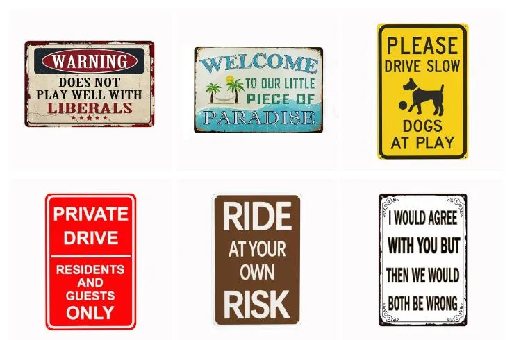 Jh-Mech Welcome Garden Outdoor Funny Metal Signs Retro Vintage