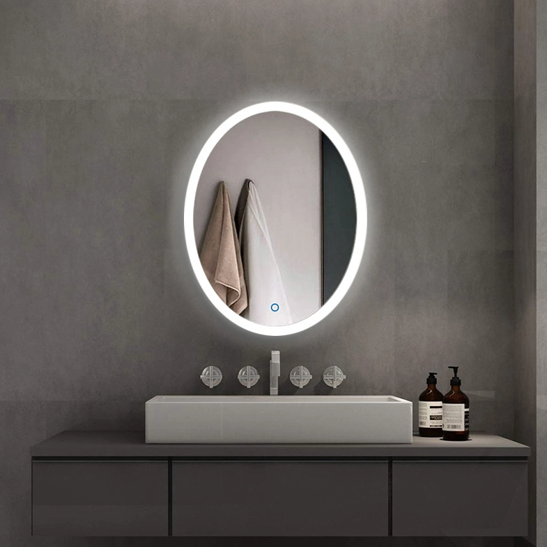 Black Alum Metal Frame Full Length Lighted up Oval Bathroom Mirror with LED Smart Bathroom Mirror with LED Vanity Backlit Mirror