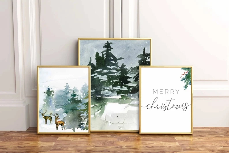 Christmas Signs Solid Wood Decorations Christmas Tree Prints Festive Wall Art Christmas Prints