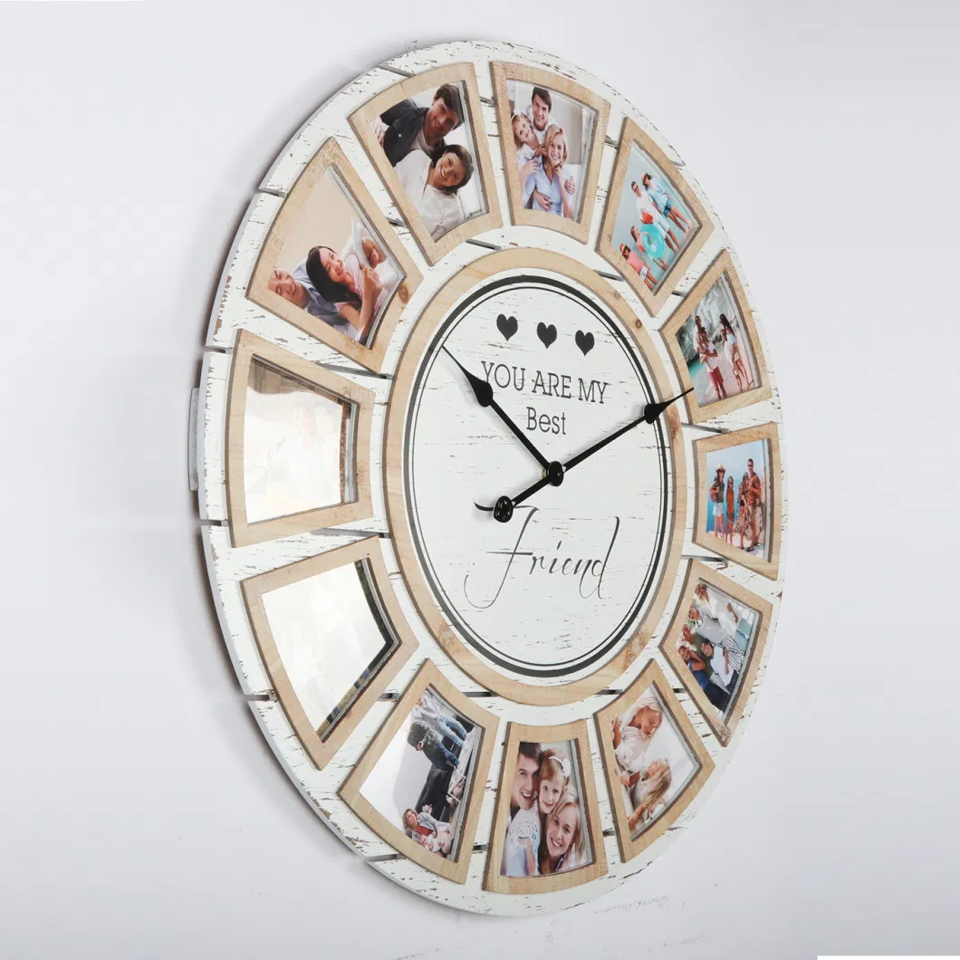 Collage Wooden Wall Clock Country Farmhouse Large Wall Clock