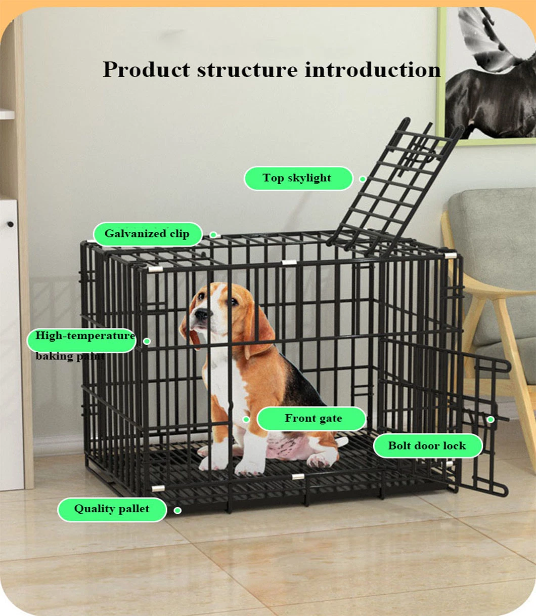 Stainless Steel Frame Round Corner Chew-Proof Dog Crate with Removable Tray