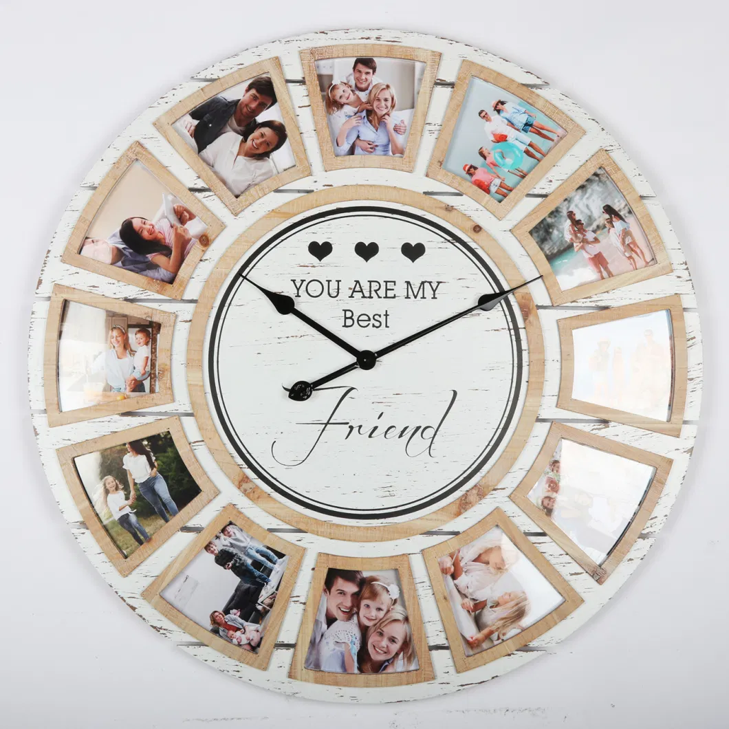 Collage Wooden Wall Clock Country Farmhouse Large Wall Clock