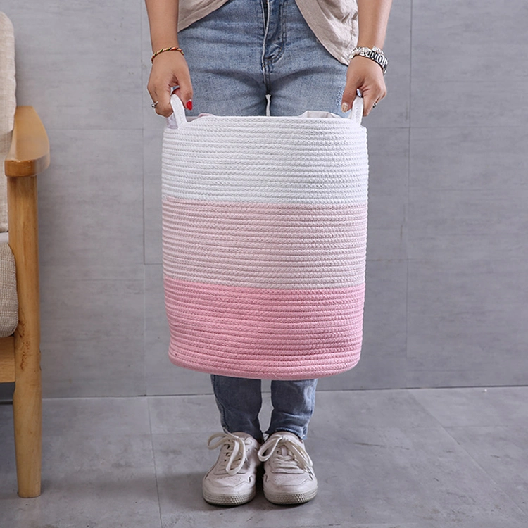 Large Woven Baskets Storage Cotton Rope Toys Organization Kids Room Decorative Bin Laundry Nursery Hamper