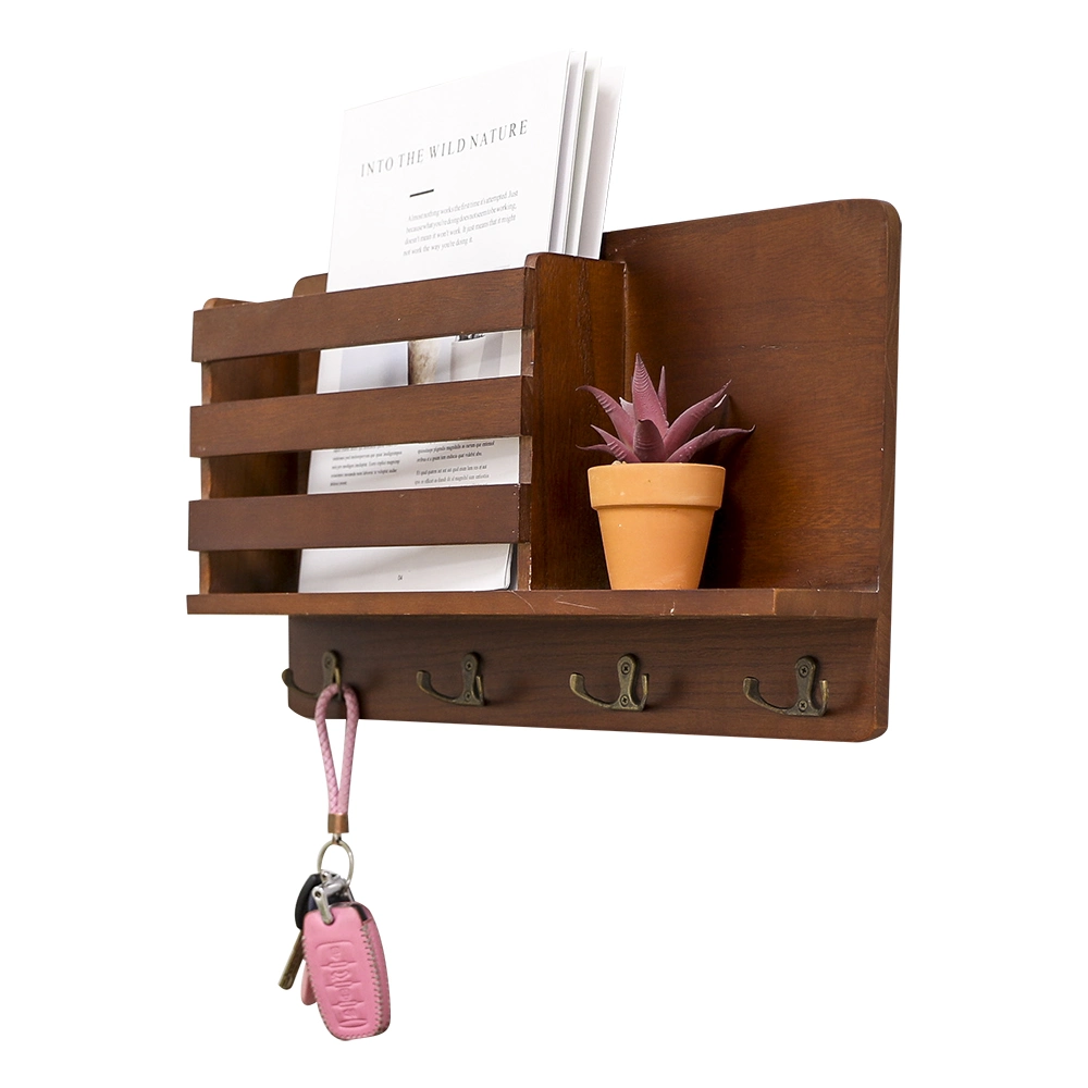 Wooden Key Holder Wall Mounted Mail Organizer