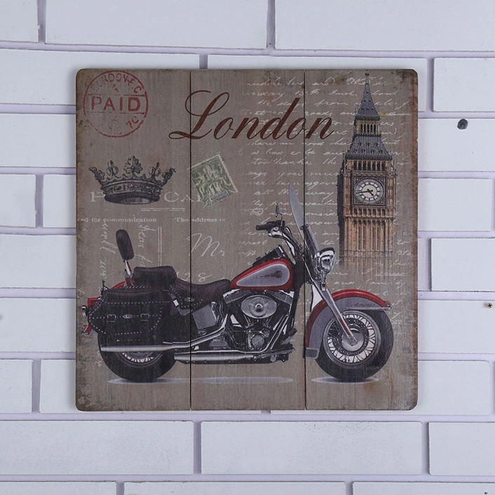 Popular Wooden Hanging Board Paintings with Motorcycle Design