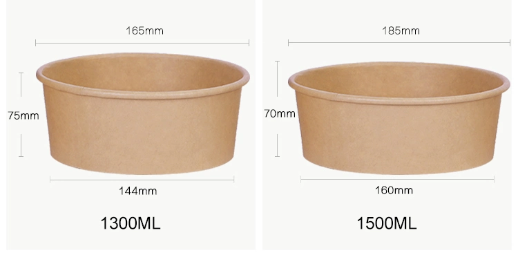 500ml Food Grade Disposable Fried Chicken Fruit Salad Kraft Paper Bowl with Paper Lid