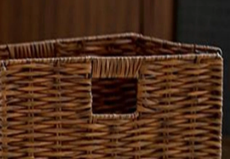 Eco-Friendly Handmade PE Woven Basket with Handles for Laundry/Sundries/Book/Bedding/Shoes/Toys Storage