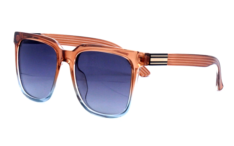 Oversized Gradient PC Large Frame Chunky Temple with Metal Accent Fashion Sunglasses