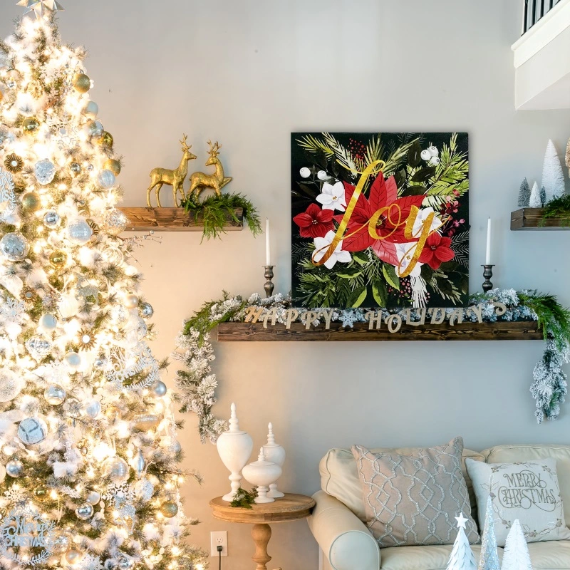 Christmas Home Decorations LED Lighted Wall Art Canvas Print for Holiday Decor