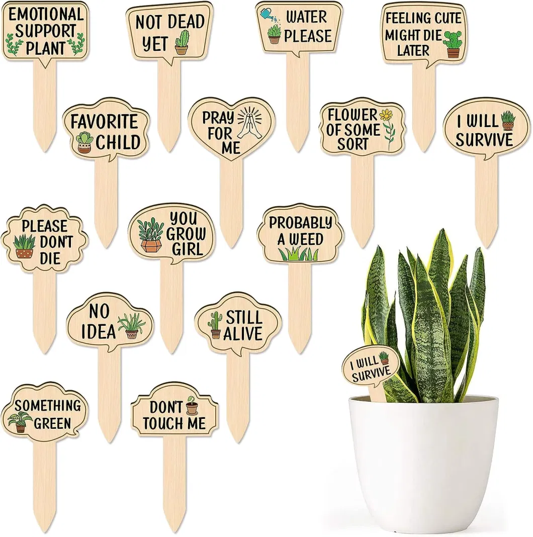 Custom Garden Decoration Yard Sign Funny Wooden Plant Markers for Succulent Flowers Greenery Plants Tags