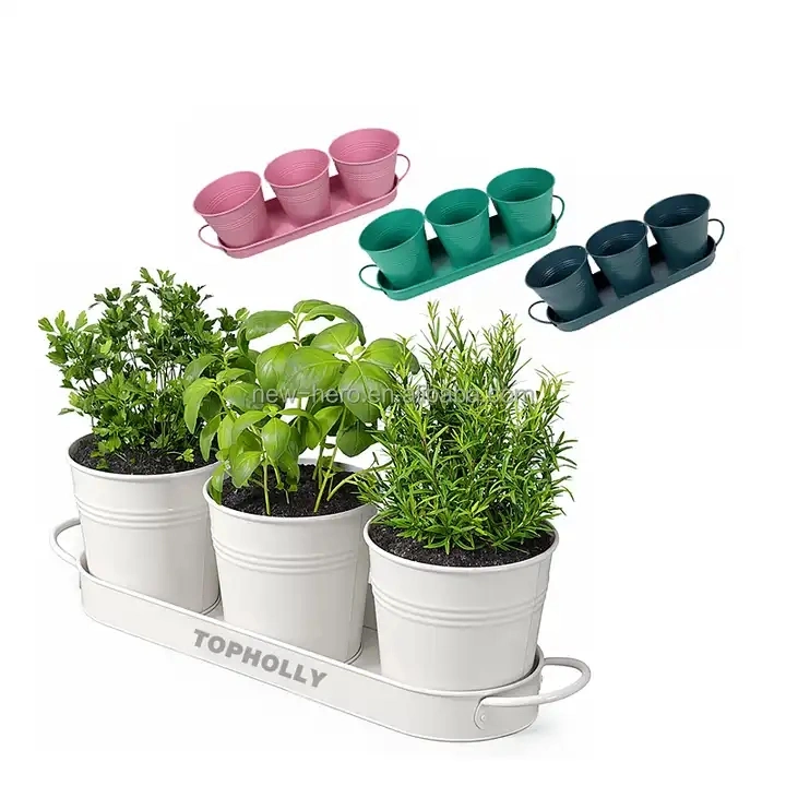 Classic Herb Pot Home &amp; Garden Decorative Flower Plant Holder Metal Planter Indoor Outdoor Window Box