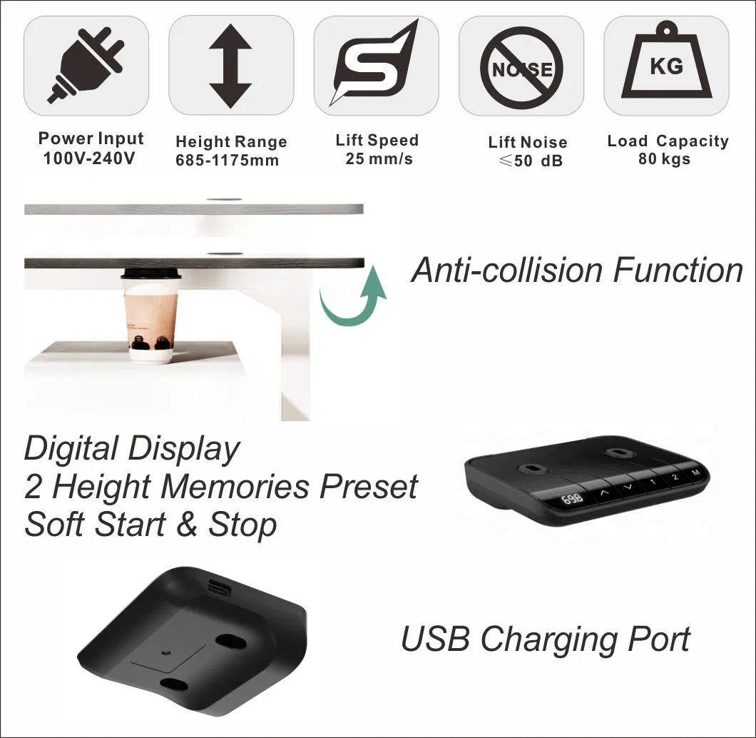Motorized Electric Height Adjustable Table Base Single Motor Sit Standing Office Desk Frame Sm-Dcc11