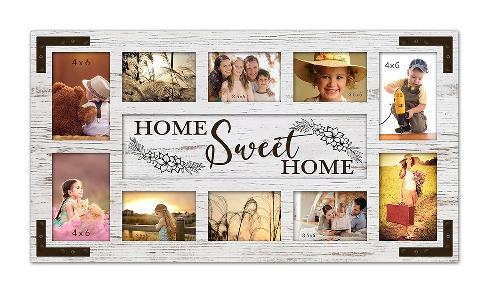 Rustic Wood Collage Picture Frame Home Decoration