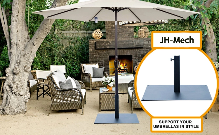 Jh-Mech up to 1.5&quot; Diameter Heavy Outdoor Square Metal Stand with Casters White Umbrella Base