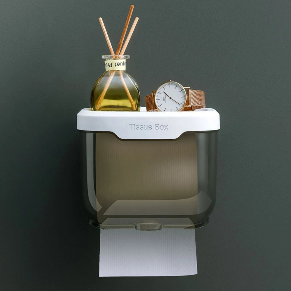 Wall Mounted Toilet Storage Case Bathroom Clear Shelf Tissue Box Waterproof Paper Roll Holder Bl23197