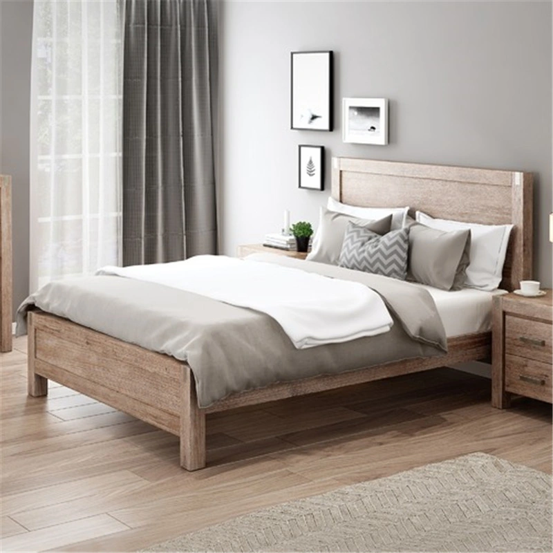 Latest Cheap Price Wood Platform Natural Wood Oak Bed Frame with Low Feet Board