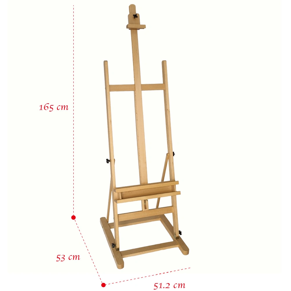 Wooden H-Frame Studio Easel with Artist Storage Tray