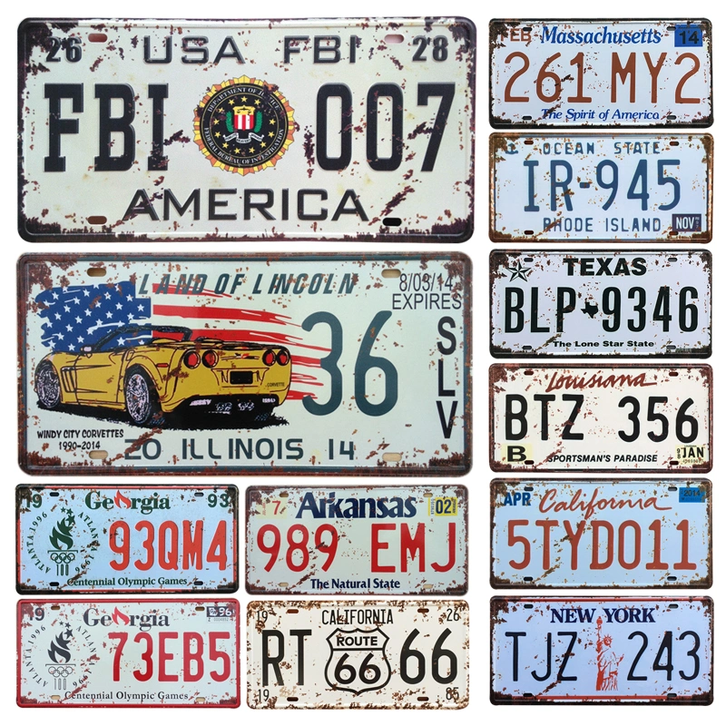 Customized New United States Car Metal License Plate Vintage Home Decor Tin Sign Bar Pub Garage Decorative Metal Sign Metal Painting Plaque