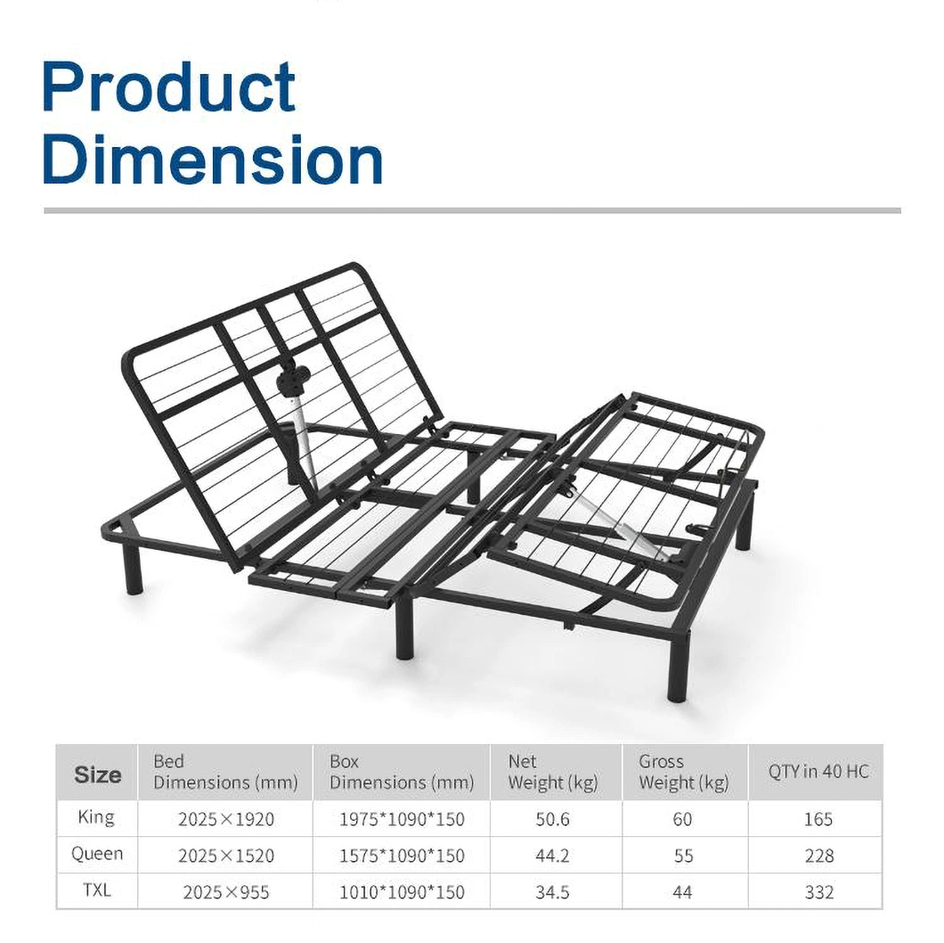 Jiecang Customizable Easy to Install Collapsible Bedroom Furniture Multiple Sizes Single/Multiple Persons Lying Position Bedroom Electric Adjustable Bed Frame