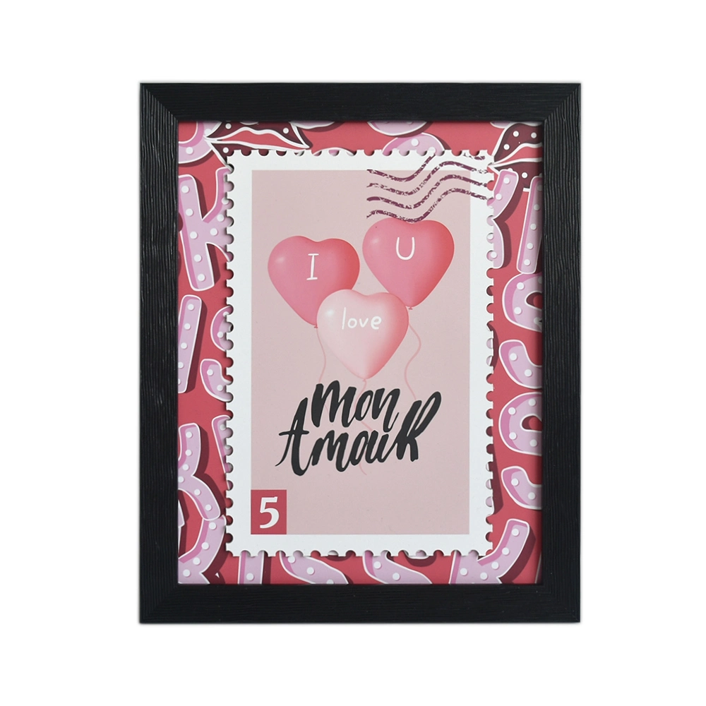 Hot Sale National Valentine&prime;s Day Wood Wall Frame Decor Home Decoration Home Signs with Glitter