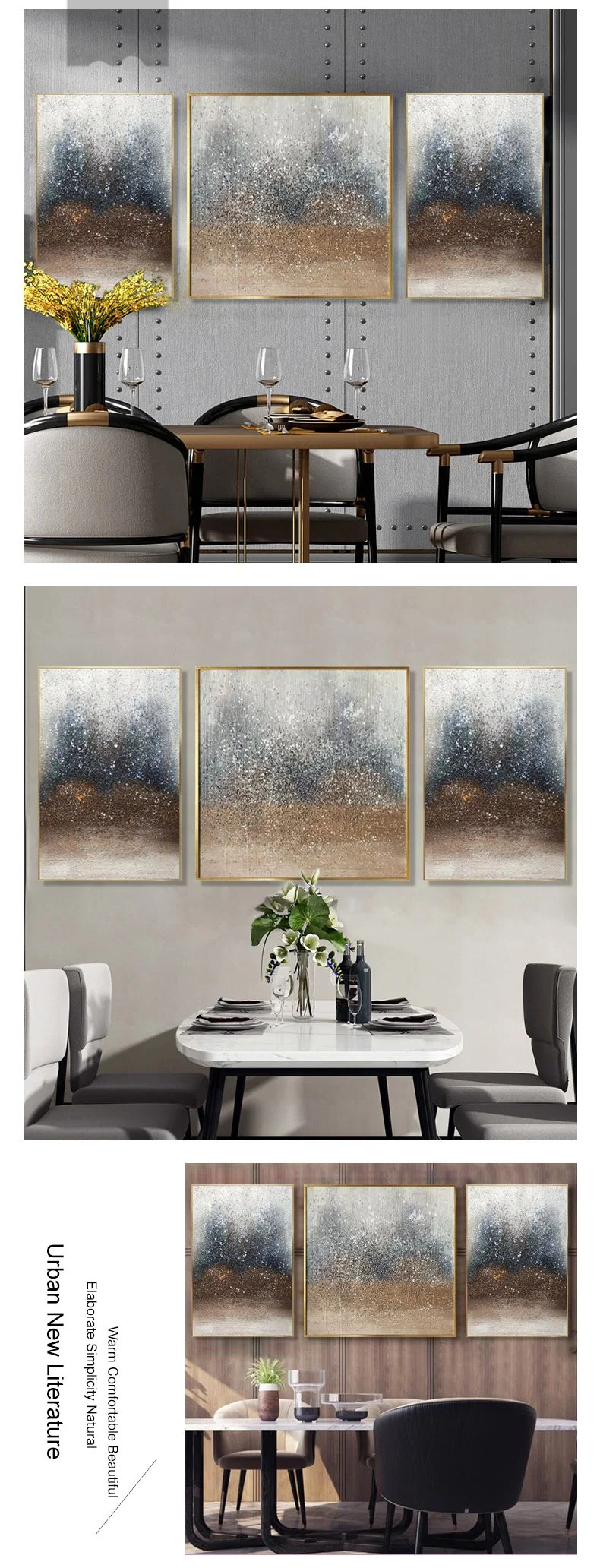 Nordic Decoration Painting Living Room Sofa Background Wall Triptych Hanging Pictures Abstract Art Beach Oil Painting