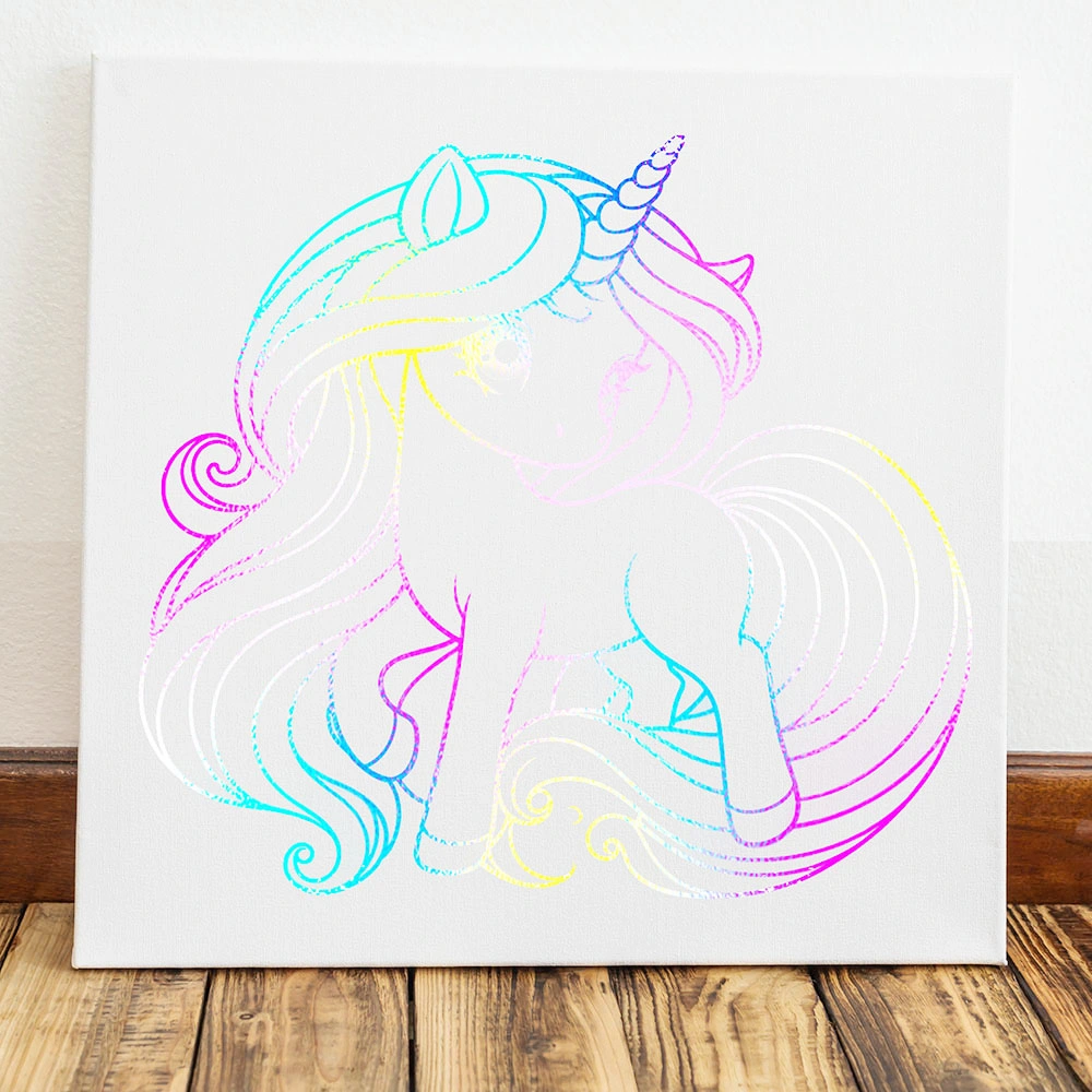 DIY Unicorn Canvas Painting Set, Rainbow Foil Paint by Numbers Kit