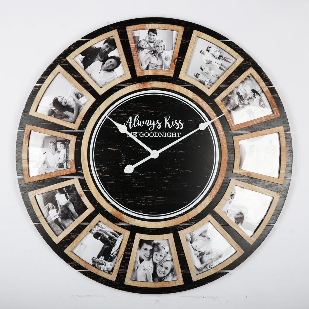 Collage Wooden Wall Clock Country Farmhouse Large Wall Clock