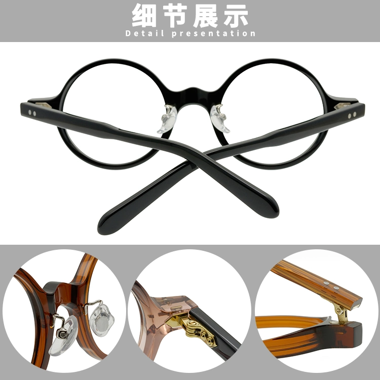 Vintage Round Frames for Eye Glasses Unisex Acetate Eyewear Black Glasses