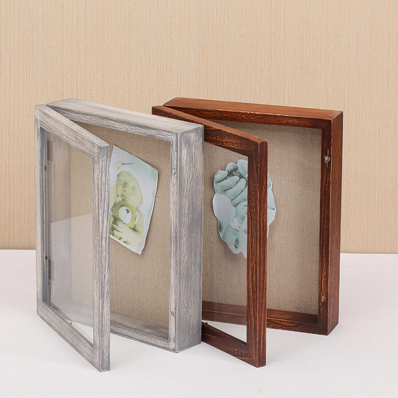 Photo Album Shadow Box 3D Square Picture Frame with Mat, Shadowbox Frame Picture Frame Photos Woodgrain DIY Frames for 3D Wall Decor Tabletop Display