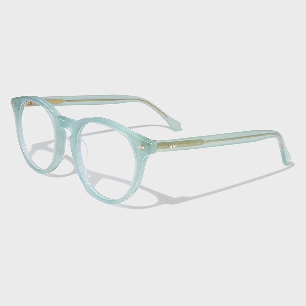 Yeetian Unique Transparent Green Glasses Classic Circle Optical Spectacle Frame