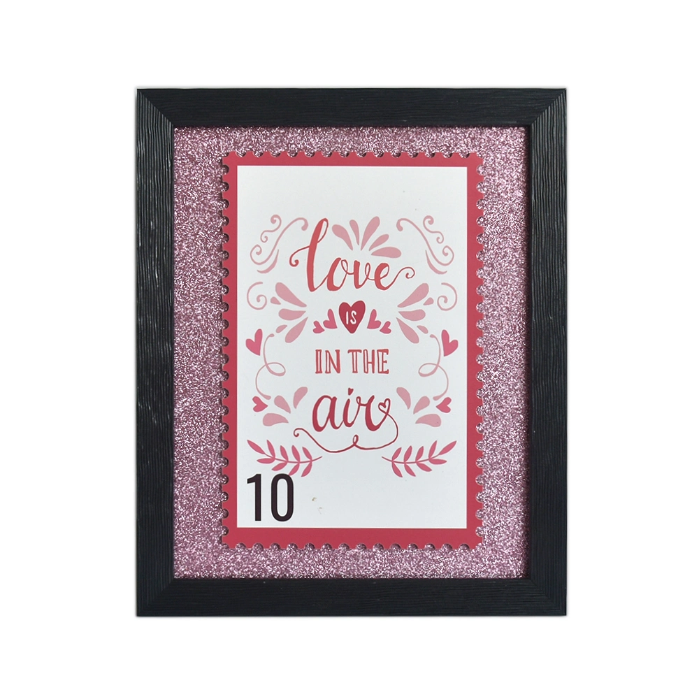 Hot Sale National Valentine&prime;s Day Wood Wall Frame Decor Home Decoration Home Signs with Glitter