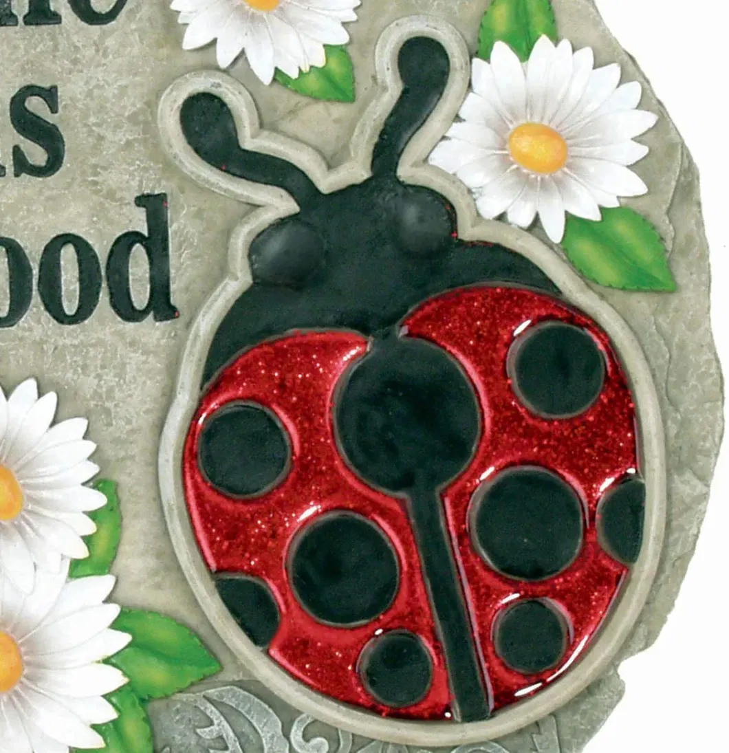 Life Is Good Ladybug Stepping Stone Decorative Stone for Garden