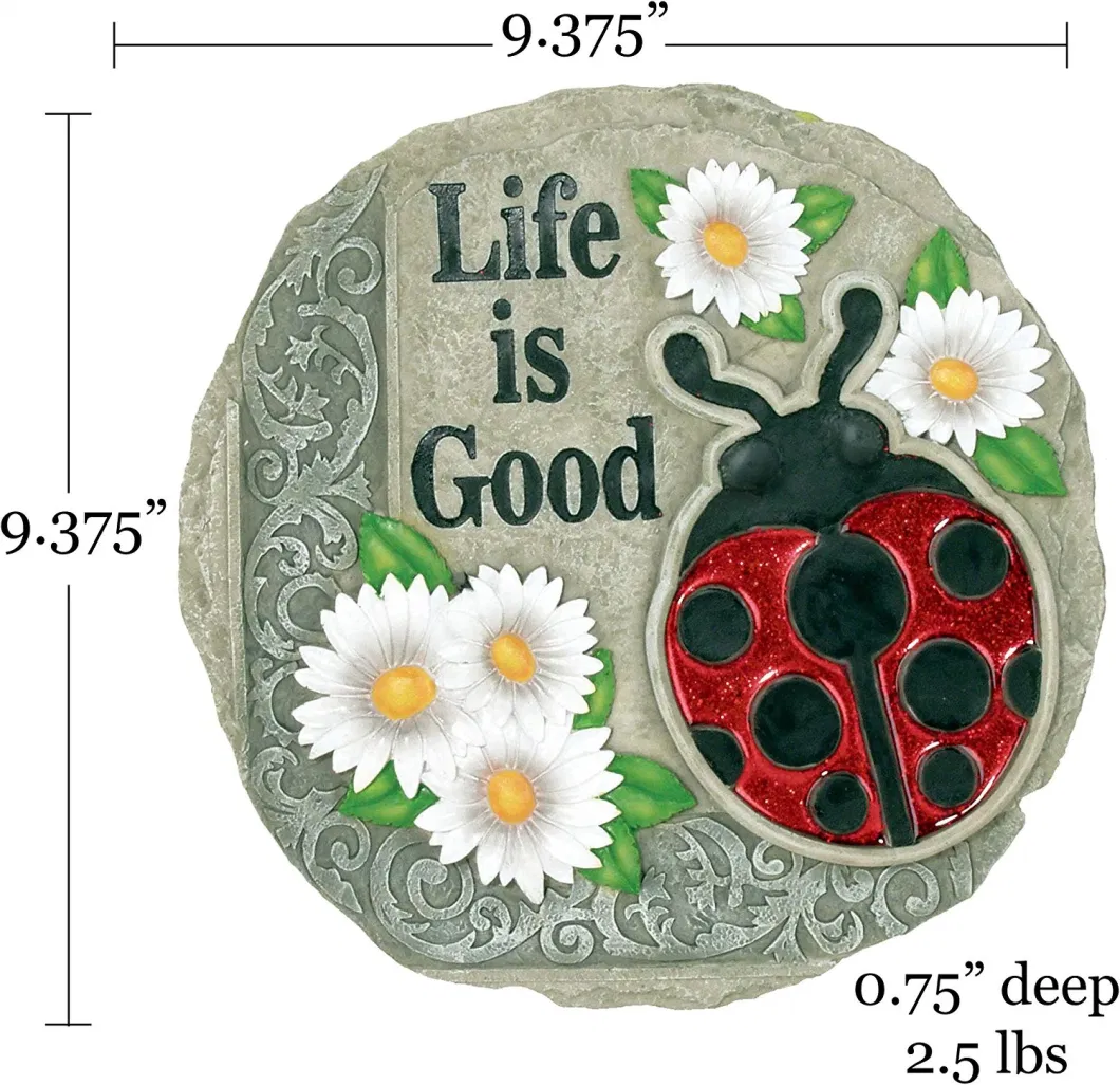 Life Is Good Ladybug Stepping Stone Decorative Stone for Garden