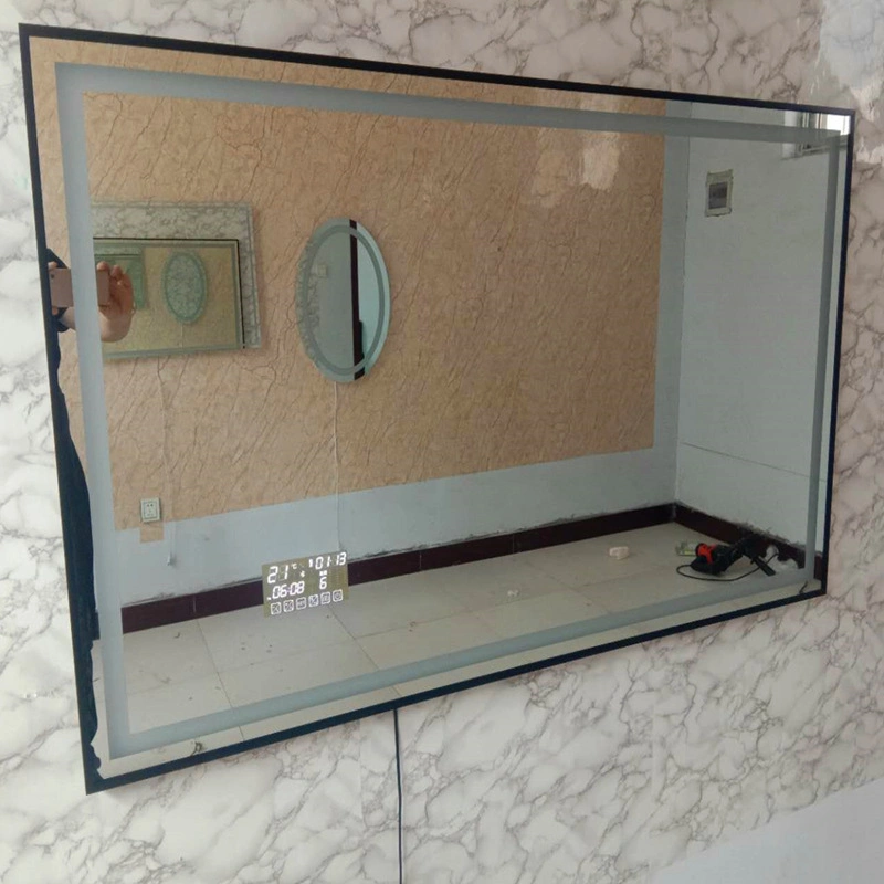 High-End Hotels Bathroom LED Mirror Aluminum Alloy Brushed Frame