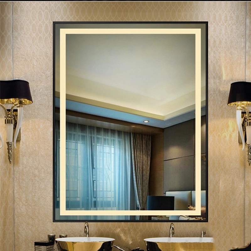 High-End Hotels Bathroom LED Mirror Aluminum Alloy Brushed Frame