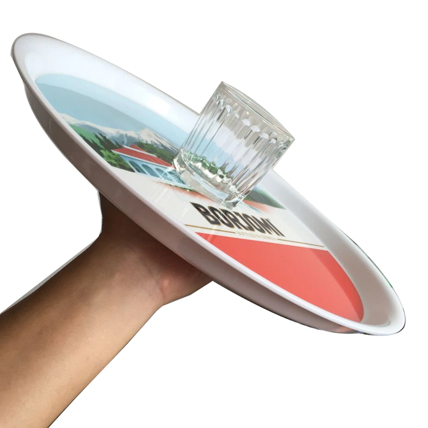 Customized Round ABS Bar Serving Tray with Slanted Edges