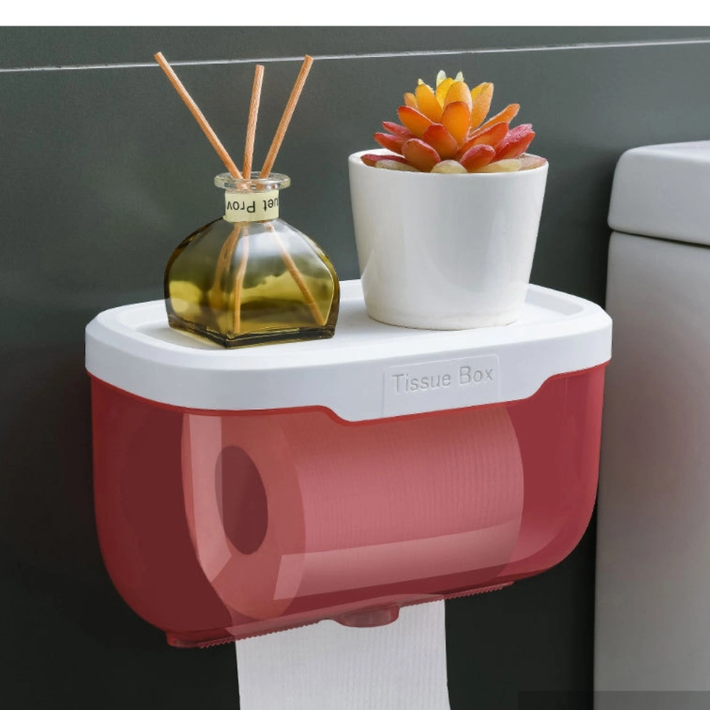 Wall Mounted Toilet Storage Case Bathroom Clear Shelf Tissue Box Waterproof Paper Roll Holder Bl23197