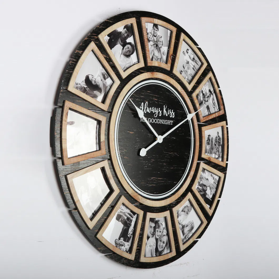 Collage Wooden Wall Clock Country Farmhouse Large Wall Clock