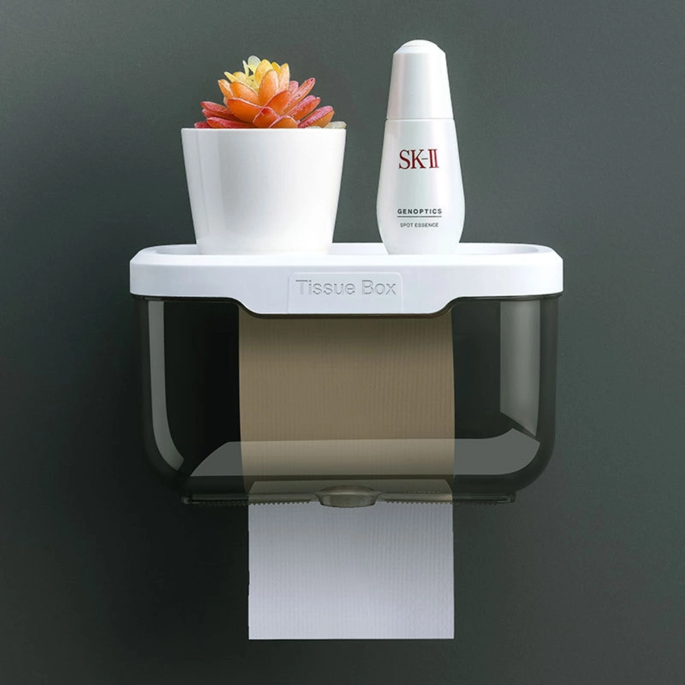 Wall Mounted Toilet Storage Case Bathroom Clear Shelf Tissue Box Waterproof Paper Roll Holder Bl23197