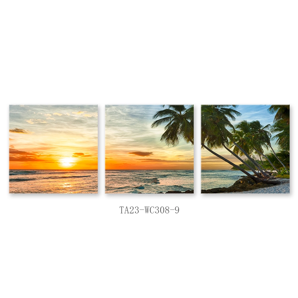 Custom 3 Panels Sunset Beach Picture Designs Art Painting for Sale Modern Wall Paintings Kitchen Decor