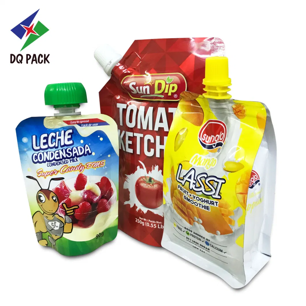 Dq Pack China Beverage Packaging Food Grade Plastic Bags Liquid Cream Packaging Doypack with Spout